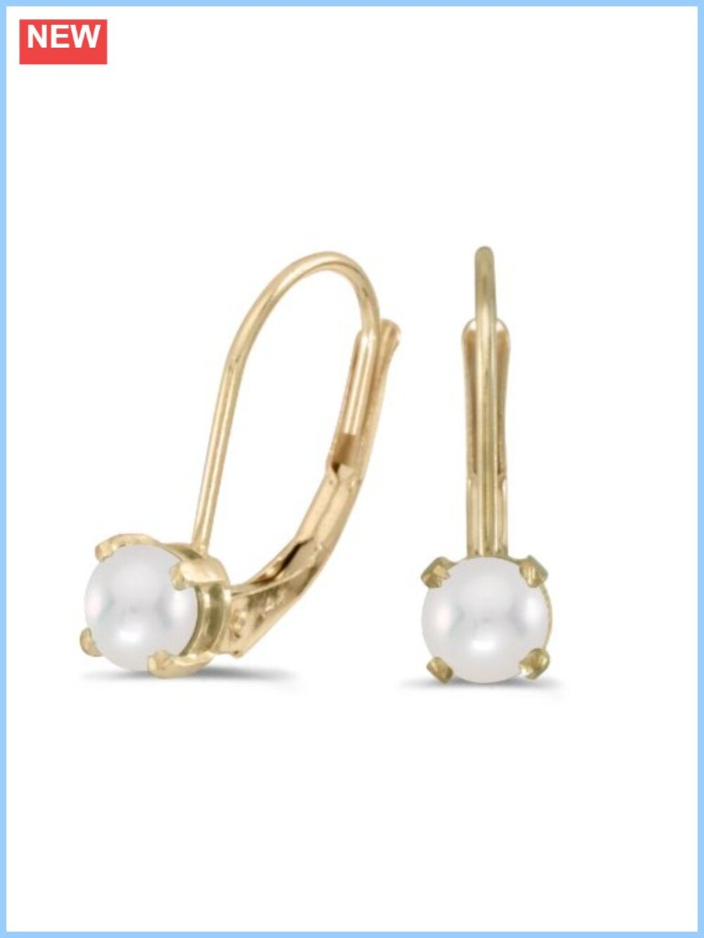 14k Yellow Gold Freshwater Pearl Lever-Back Drop Earrings